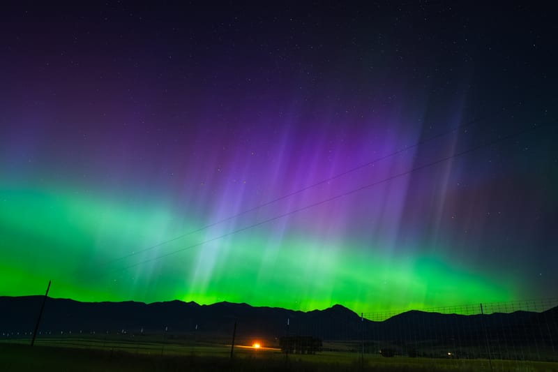 Aurora over the Range, North of Bozeman, Montana