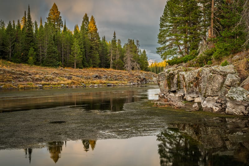 Reflections on the Buffalo River, Buffalo River Dam, Island Park, Idaho