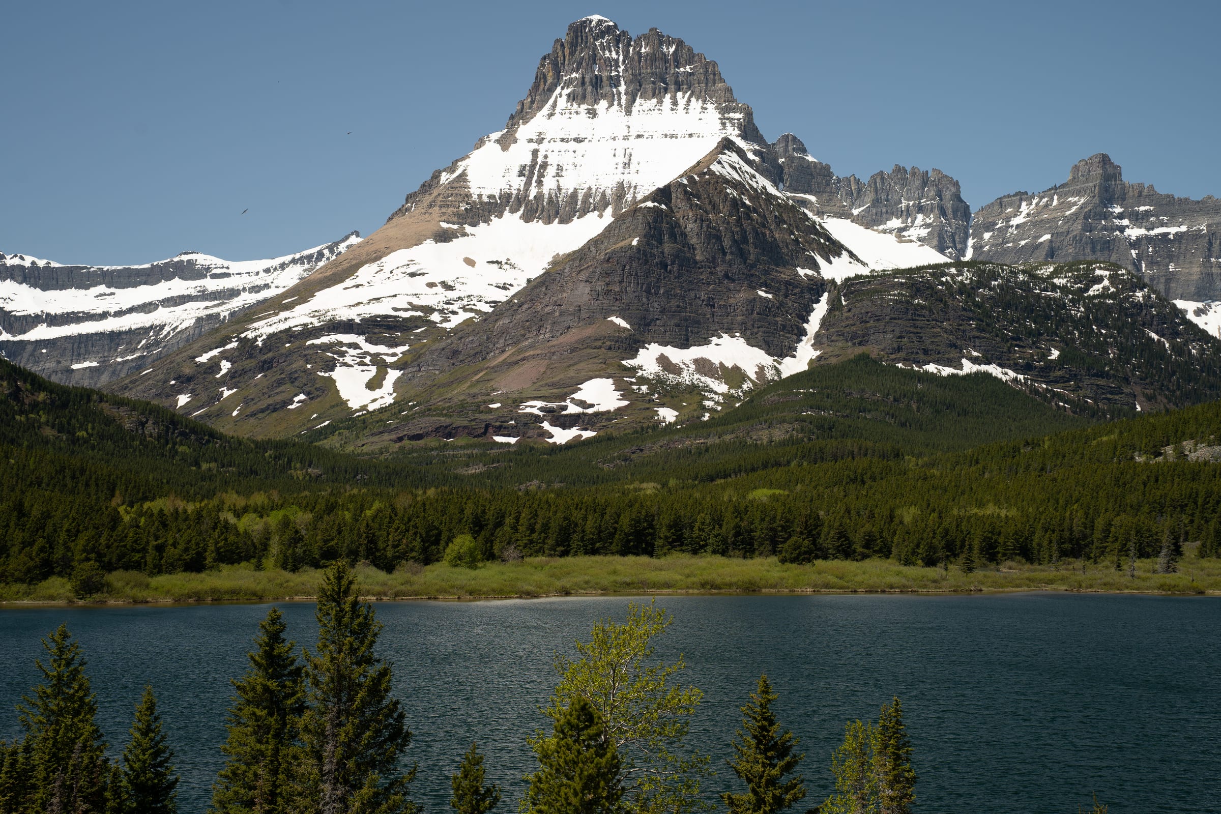 Mount Wilbur over Swiftcurrent Lake, Glacier National Park, Montana