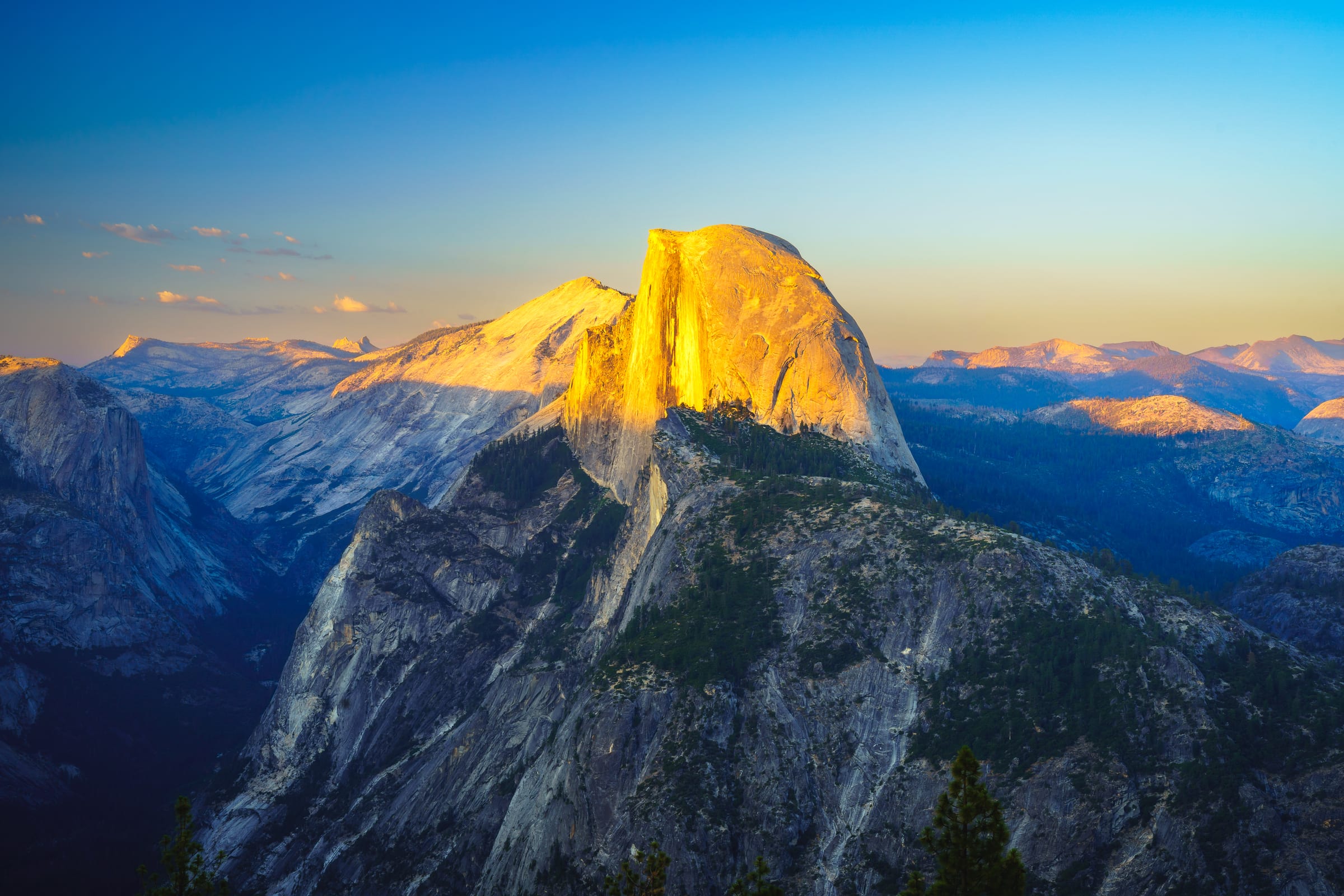 Half Dome in Alpenglow, Glacier Point, Yosemite National Park, California