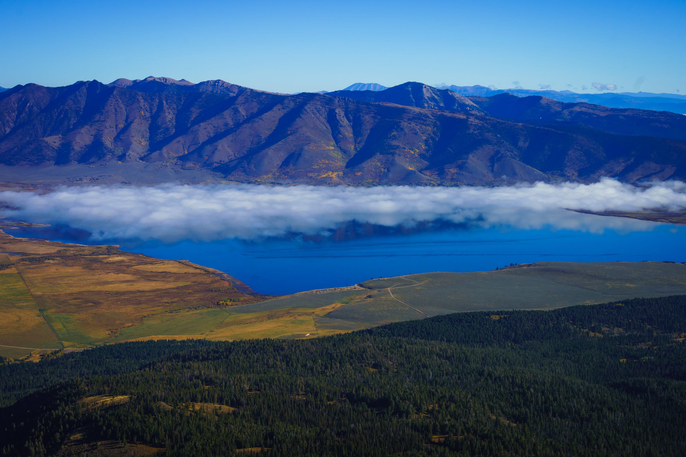 Fog over Henrys Lake, Island Park, Idaho