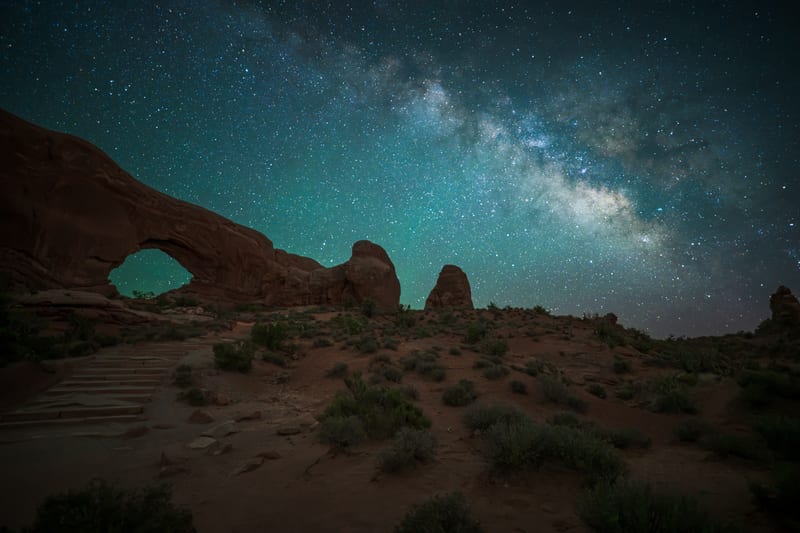 Milky Way over the Windows Trail, Arches National Park, Utah