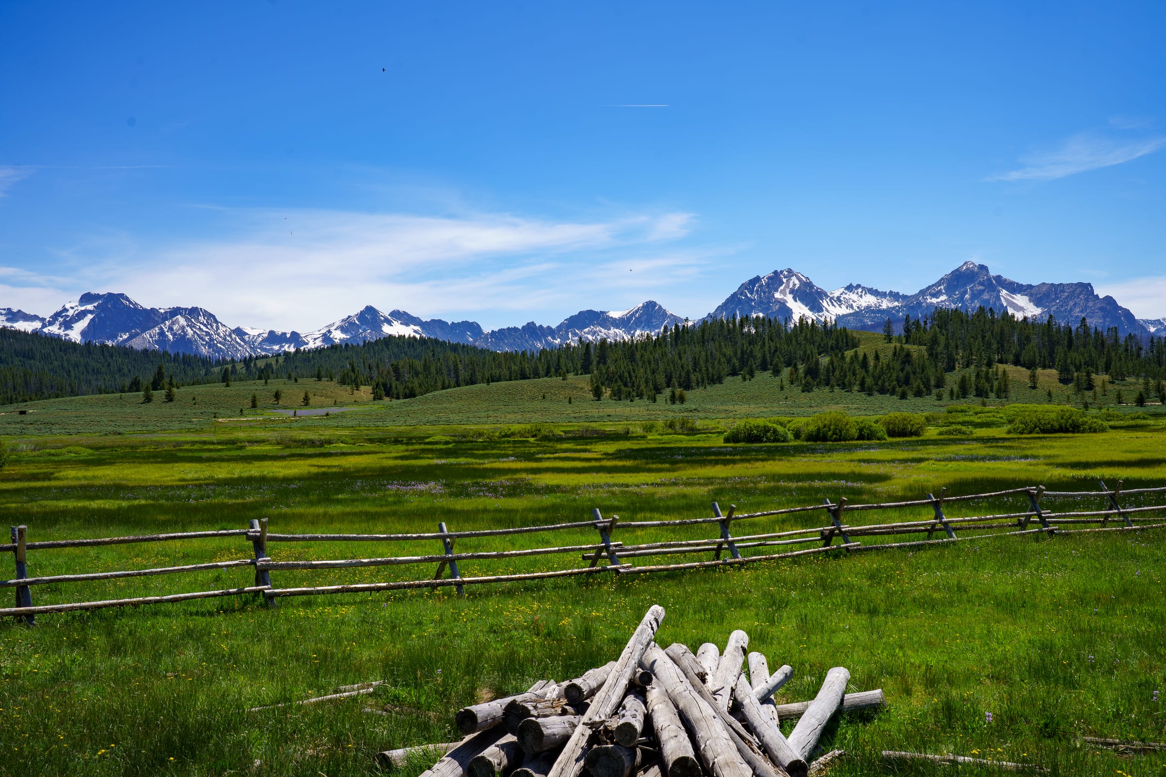 The Sawtooths from a Stanley Meadow, Stanley, Idaho