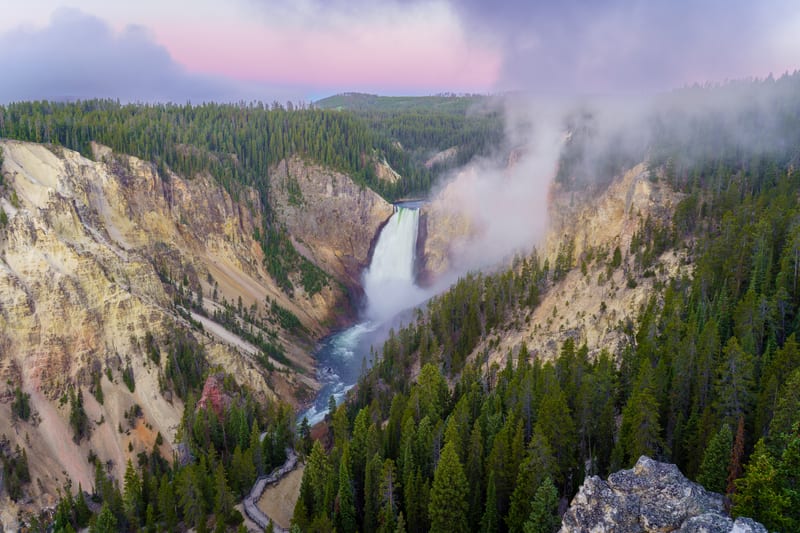 Lower Falls at Dawn, Yellowstone National Park, Wyoming