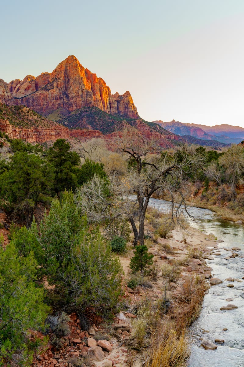 Watchman, Winter Dusk, Zion National Park, Utah